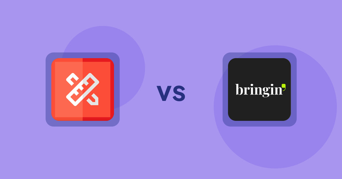 Shopify Product Display Apps: RT: Size Chart, Size Guide vs Bringin