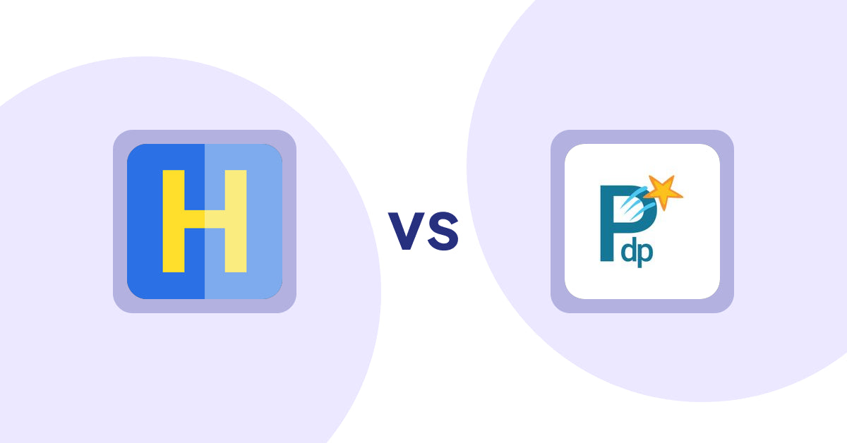 Shopify Product Display Apps: HiVar : Hide Sold Out Variants vs PDP Star