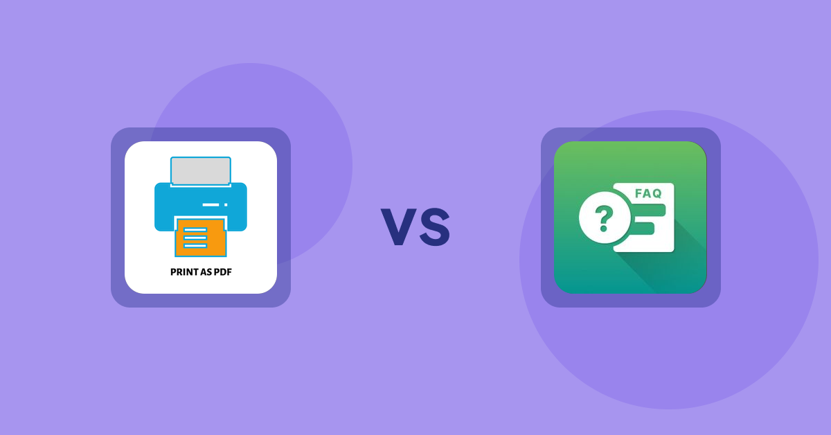 Shopify Product Display Apps: LitPDP ‑ Print as PDF vs FAQ Expert: Product FAQ