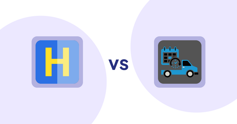 Shopify Product Display Apps: HiVar: Hide Sold Out Variants vs H3 Estimated Delivery
