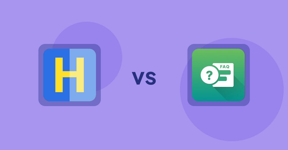 Shopify Product Display Apps: HiVar: Hide Sold Out Variants vs FAQ Expert: Product FAQ