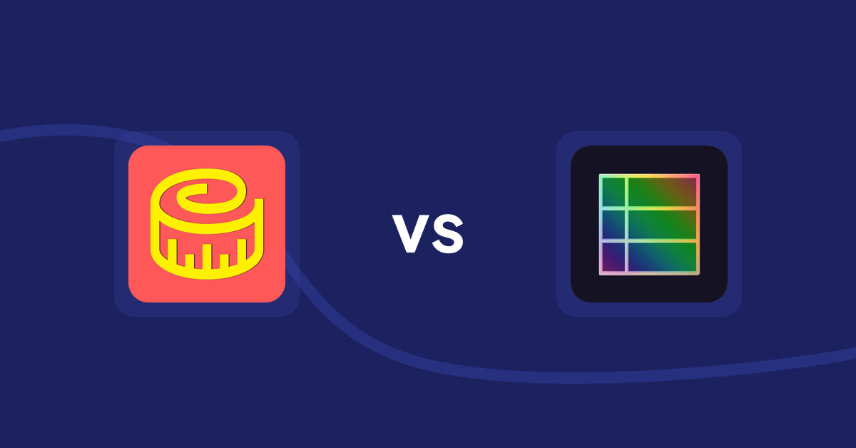 Shopify Product Display Apps: Snake Size Chart & Size Guide vs TableFlow Specification Table