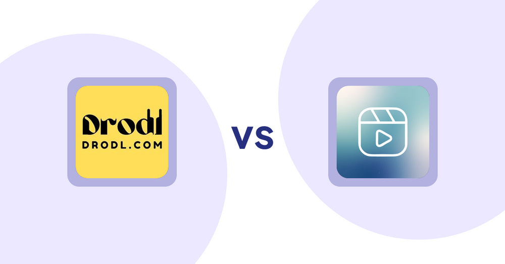 Shopify Product Display Apps: Drodl: Hide SoldOut Products vs Reelify ‑ Shoppable reel video