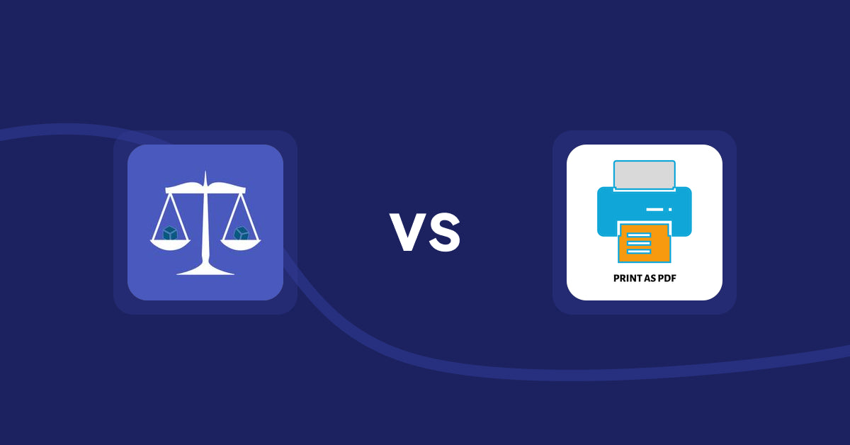 Shopify Product Display Apps: Equate ‑ Product Compare vs LitPDP ‑ Print as PDF