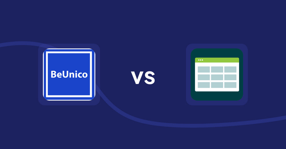 Shopify Product Display Apps: BeUnico vs Product Table