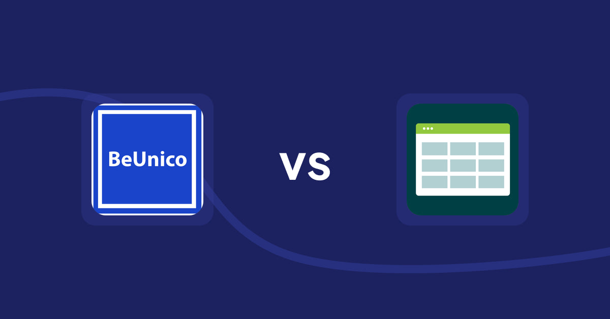 Shopify Product Display Apps: BeUnico vs Product Table