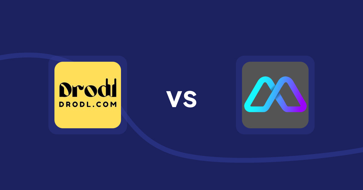 Shopify Product display Apps: Drodl: Hide SoldOut Products vs Metadrob: Create Virtual Store