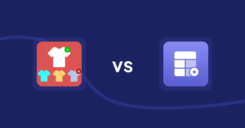 Shopify Product Display Apps: ST: Product & Collection Sort vs Eazy Specification Tags Table