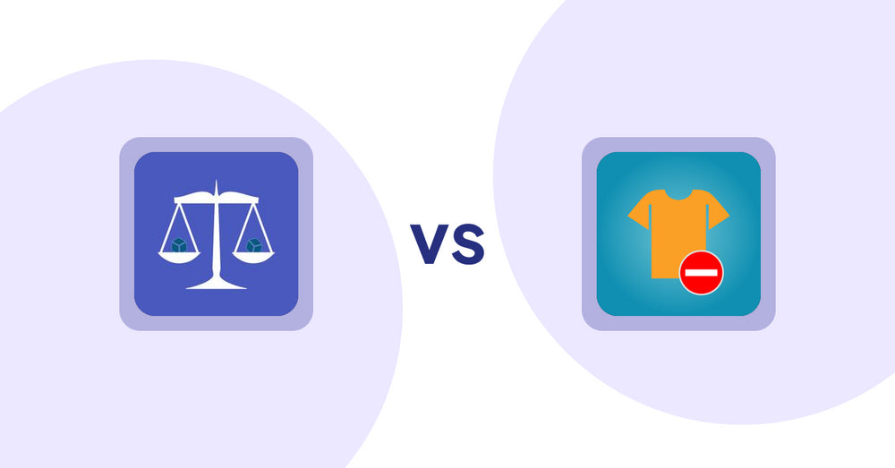 Shopify Product Display Apps: Equate ‑ Product Compare vs Products Unavailable