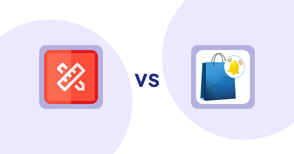 Shopify Product Display Apps: RT: Size Chart, Size Guide vs CartBar ‑ Product Purchase Bar