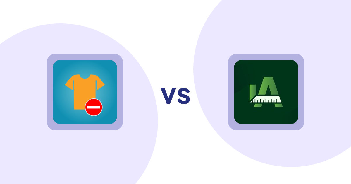 Shopify Product Display Apps: Products Unavailable vs Easy Size Chart by Akeans