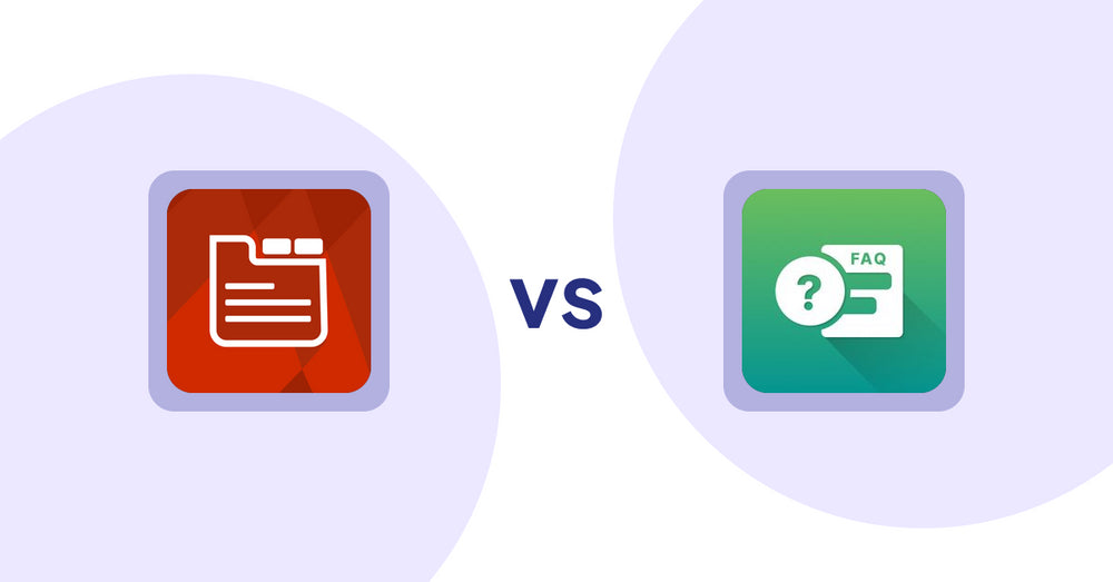 Shopify Product Display Apps: Tabs: SEO product tabs with AI vs FAQ Expert: Product FAQ