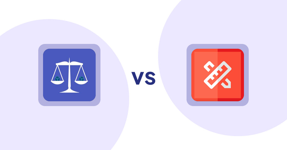 Shopify Product Display Apps: Equate ‑ Product Compare vs RT: Size Chart, Size Guide