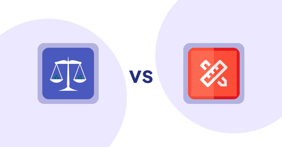 Shopify Product Display Apps: Equate ‑ Product Compare vs RT: Size Chart, Size Guide