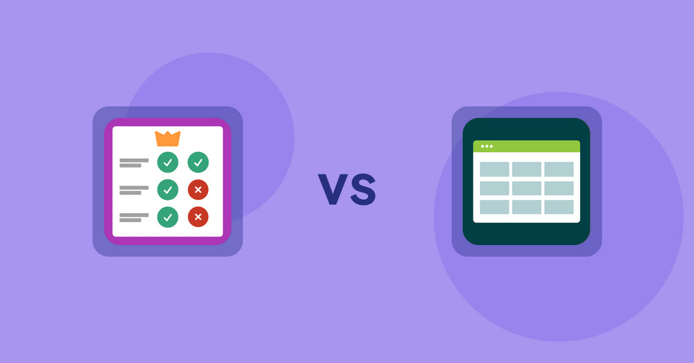 Shopify Product Display Apps: Pretty Comparison Tables vs Product Table