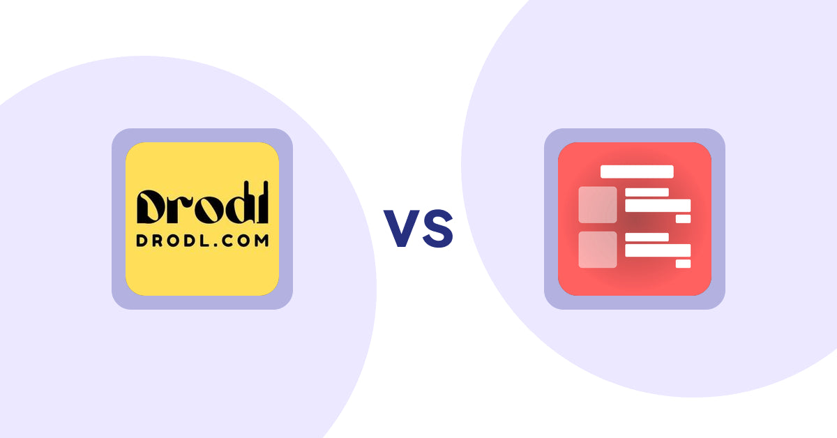 Shopify Product Display Apps: Drodl: Hide SoldOut Products vs Menulog