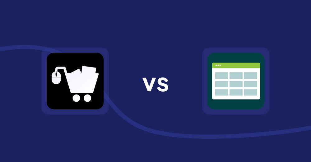 Shopify Product Display Apps: LM Add To Cart Sticky vs Product Table