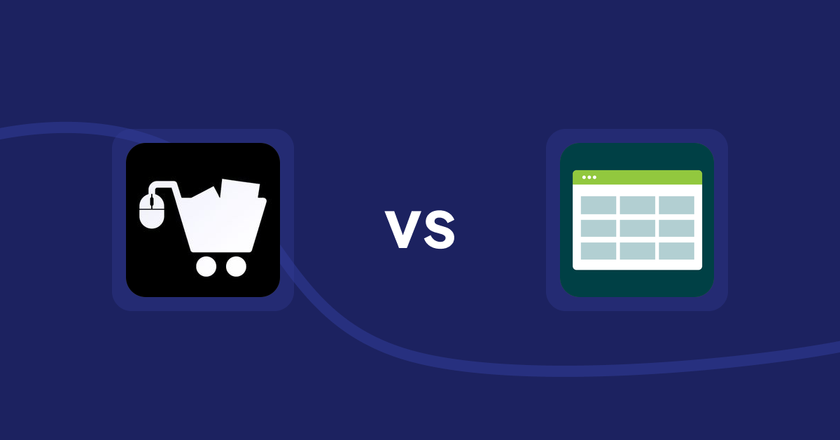 Shopify Product Display Apps: LM Add To Cart Sticky vs Product Table