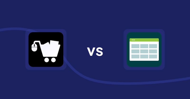 Shopify Product Display Apps: LM Add To Cart Sticky vs Product Table
