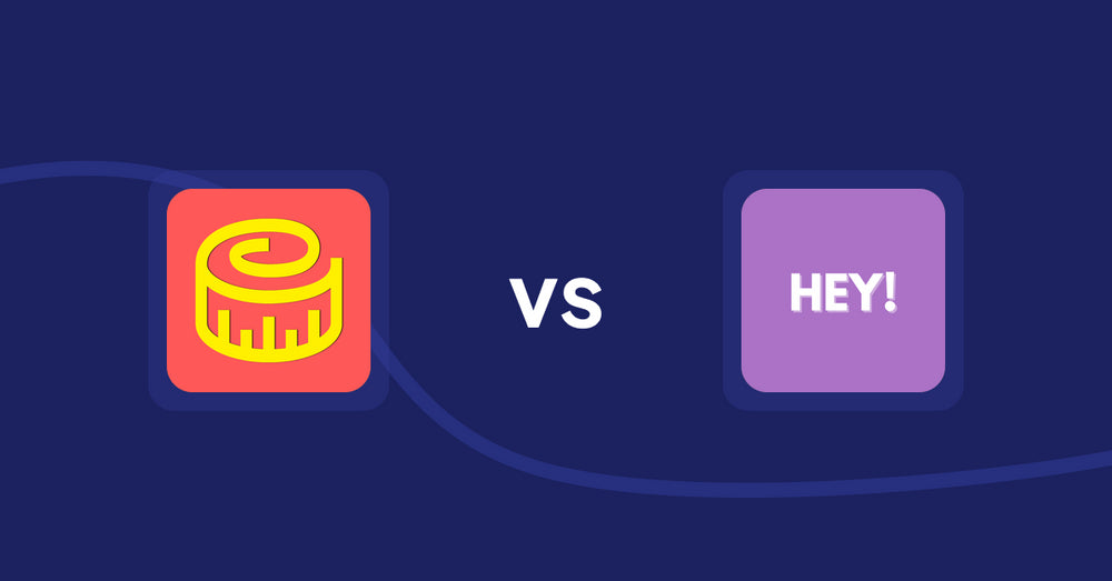 Shopify Product Display Apps: Snake Size Chart & Size Guide vs Hey! Product Page Banner & Text