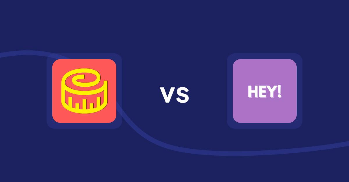 Shopify Product Display Apps: Snake Size Chart & Size Guide vs Hey! Product Page Banner & Text