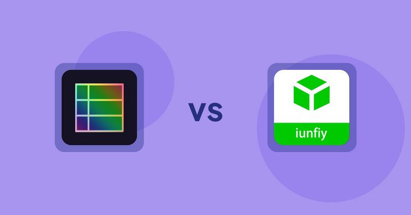Shopify Product Display Apps: TableFlow Specification Table vs iunfiy • Related Products