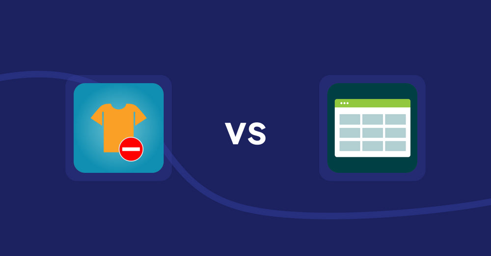 Shopify Product Display Apps: Products Unavailable vs. Product Table