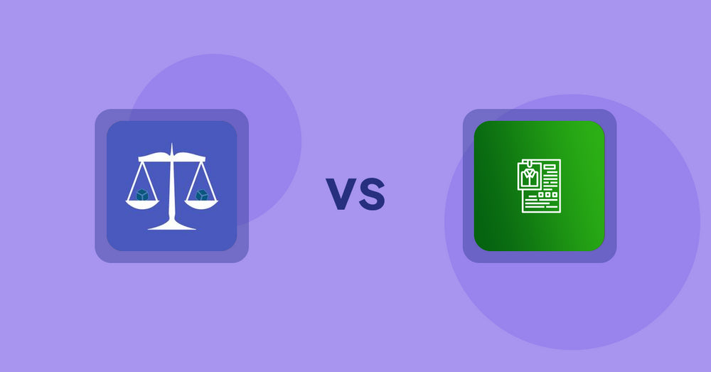 Shopify Product Display Apps: Equate ‑ Product Compare vs OC Product Size Chart