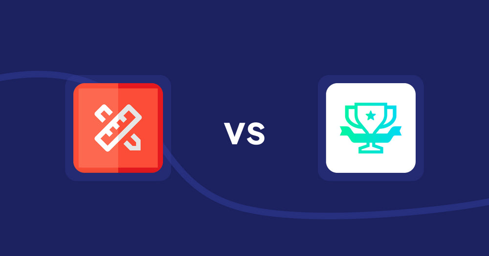 Shopify Product Display Apps: RT: Size Chart, Size Guide vs らくらくランキング表示アプリ｜リテリア Ranking
