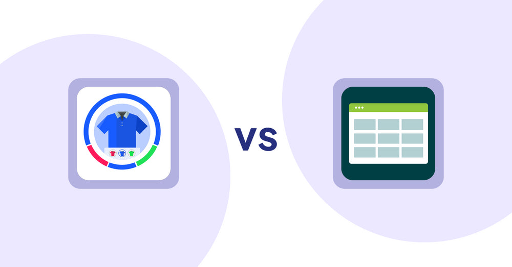 Shopify Product Display Apps: EVS ‑ Easy Variation Swatches vs Product Table