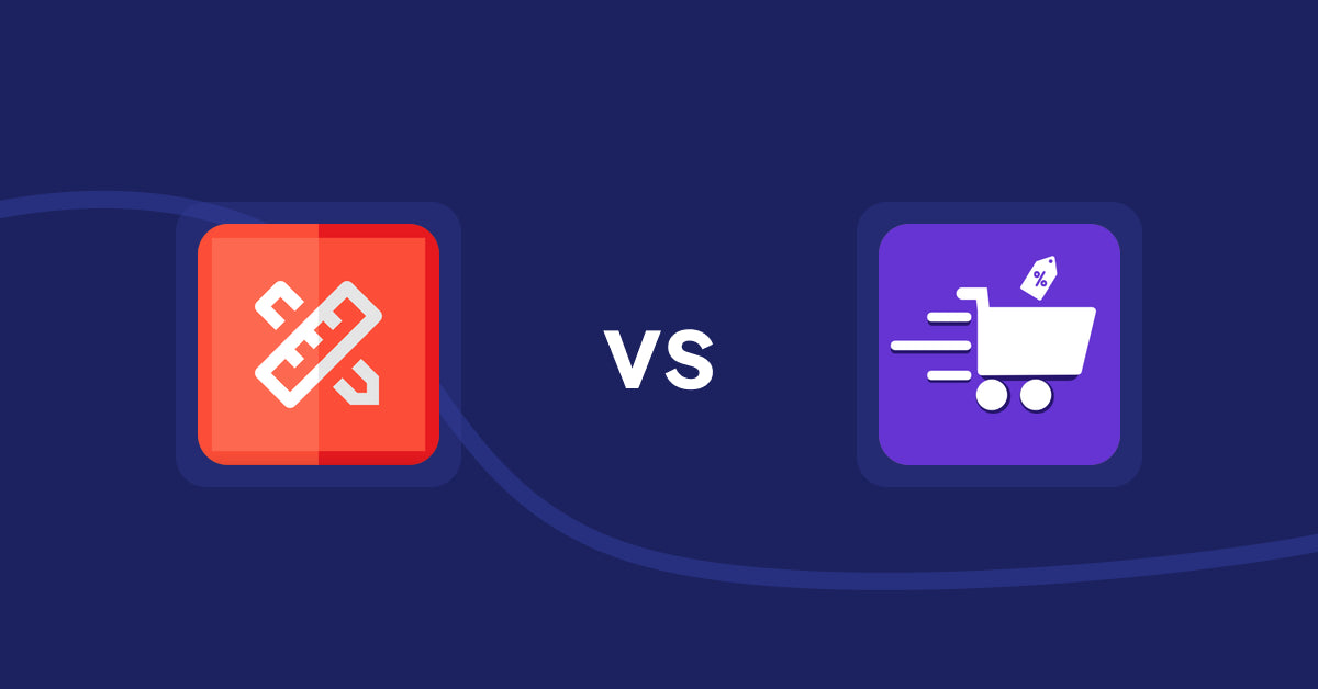 Shopify Product Display Apps: RT: Size Chart, Size Guide vs Cypher Bulk Order Page & Price
