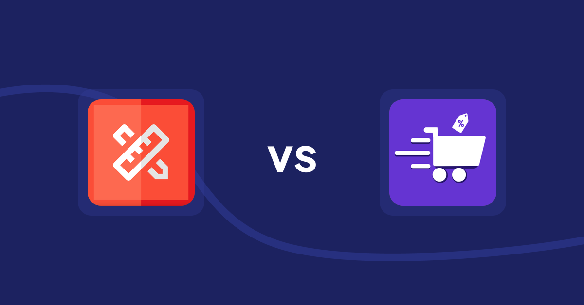 Shopify Product Display Apps: RT: Size Chart, Size Guide vs Cypher Bulk Order Page & Price