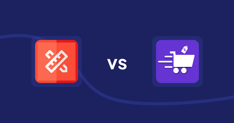Shopify Product Display Apps: RT: Size Chart, Size Guide vs Cypher Bulk Order Page & Price