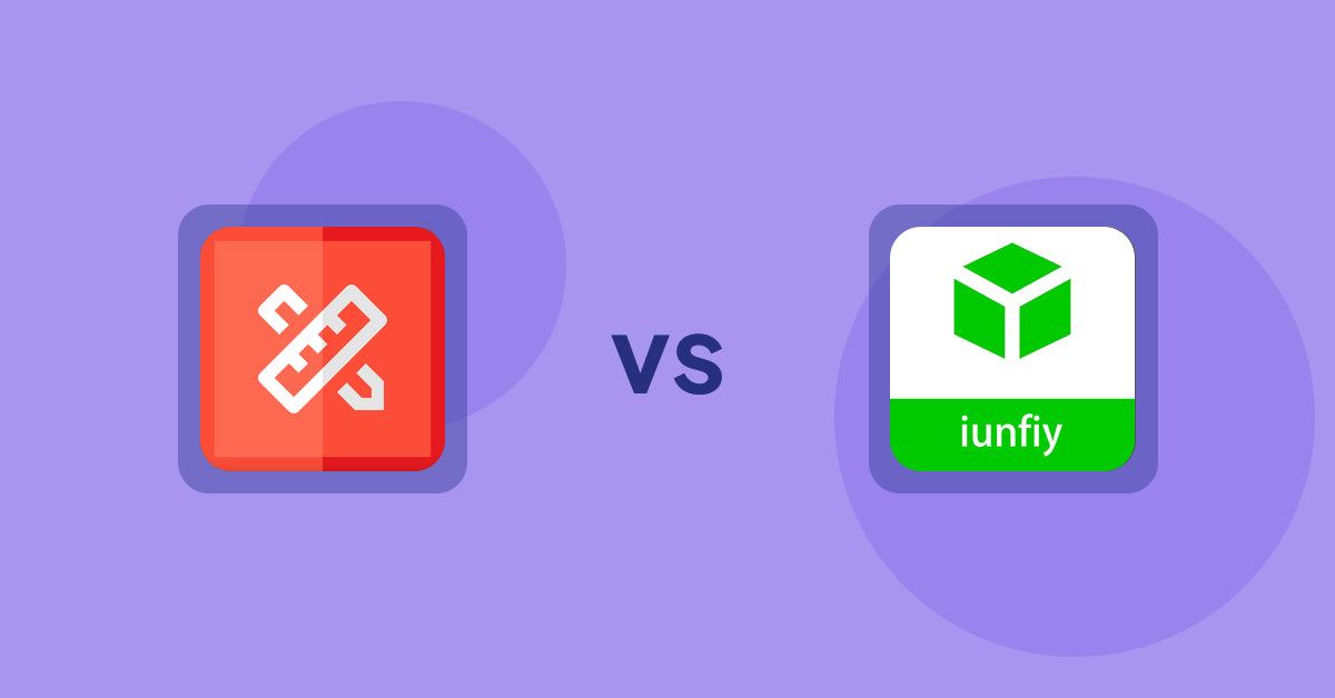 Shopify Product Display Apps: RT: Size Chart, Size Guide vs iunfiy • Related products