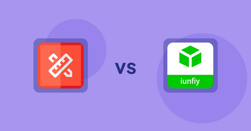 Shopify Product Display Apps: RT: Size Chart, Size Guide vs iunfiy • Related products