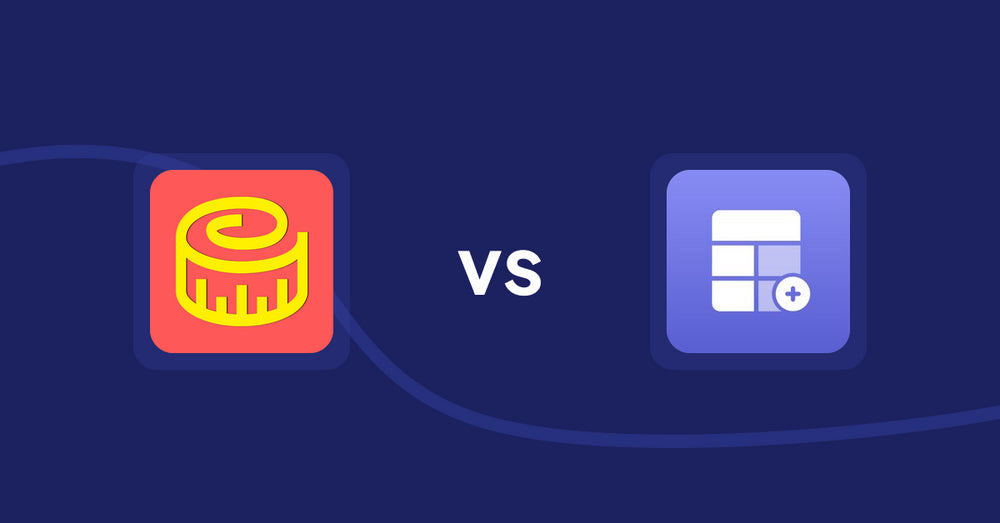 Shopify Product Display Apps: Snake Size Chart & Size Guide vs Eazy Specification Tags Table