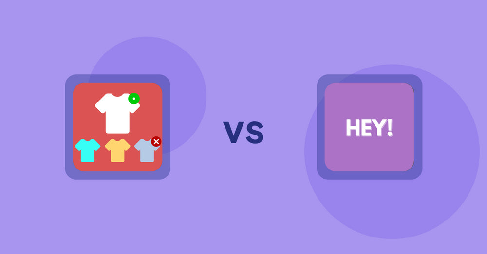 Shopify Product Display Apps: ST: Product & Collection Sort vs Hey! Product Page Banner & Text