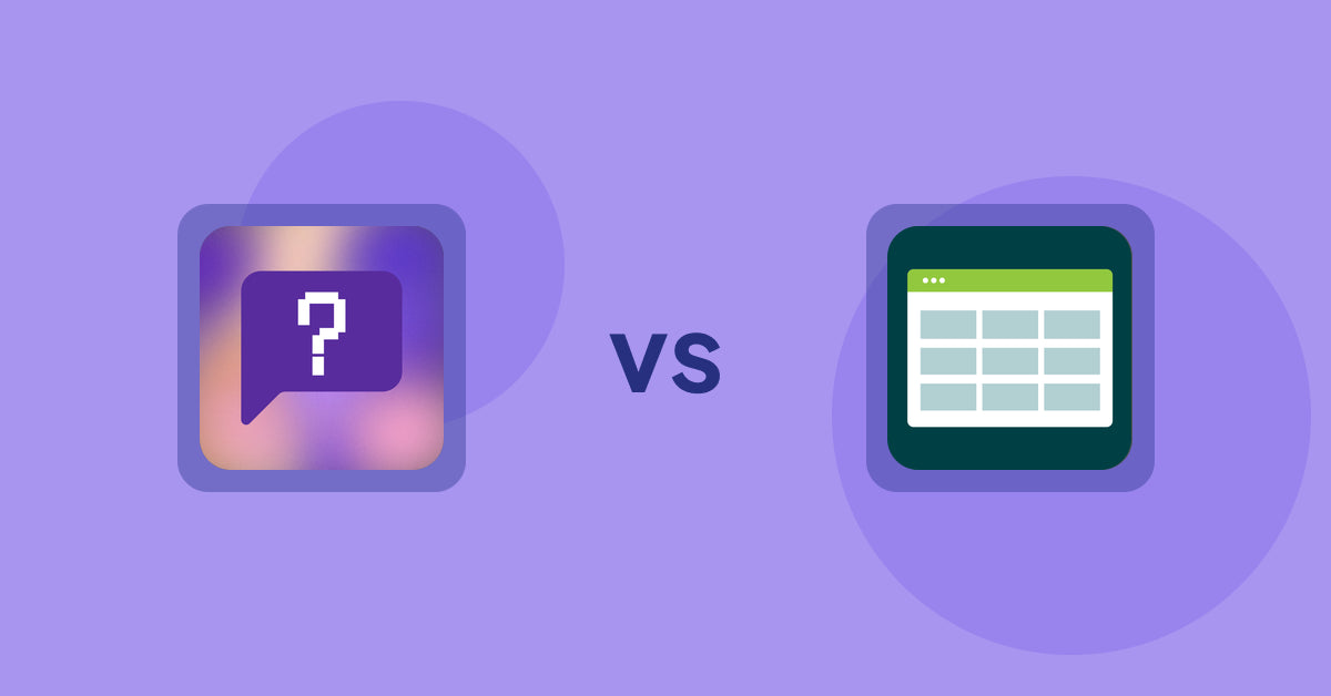 Shopify Product Display Apps: FAQbucket ‑ Help Center & FAQ vs Product Table
