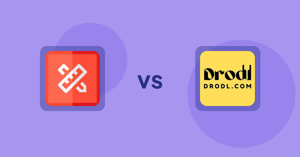 Shopify Product Display Apps: RT: Size Chart, Size Guide vs Drodl: Hide SoldOut Products