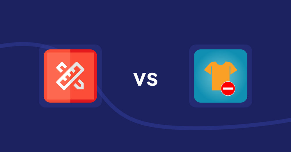 Shopify Product Display Apps: RT: Size Chart, Size Guide vs Products Unavailable