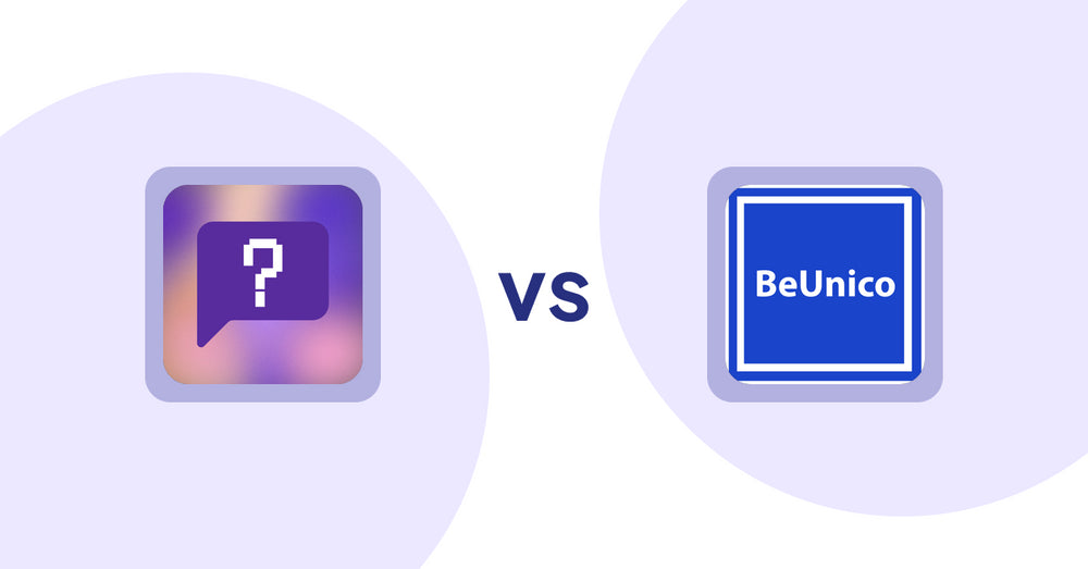 Shopify Product Display Apps: FAQbucket ‑ Help Center & FAQ vs BeUnico