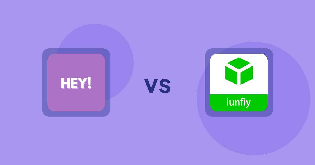 Shopify Product Display Apps: Hey! Product Page Banner & Text vs. iunfiy • Related Products