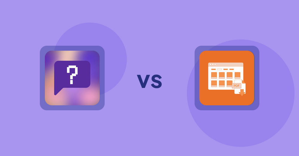 Shopify Product Display Apps: FAQbucket ‑ Help Center & FAQ vs Meetanshi PDF Product Catalog