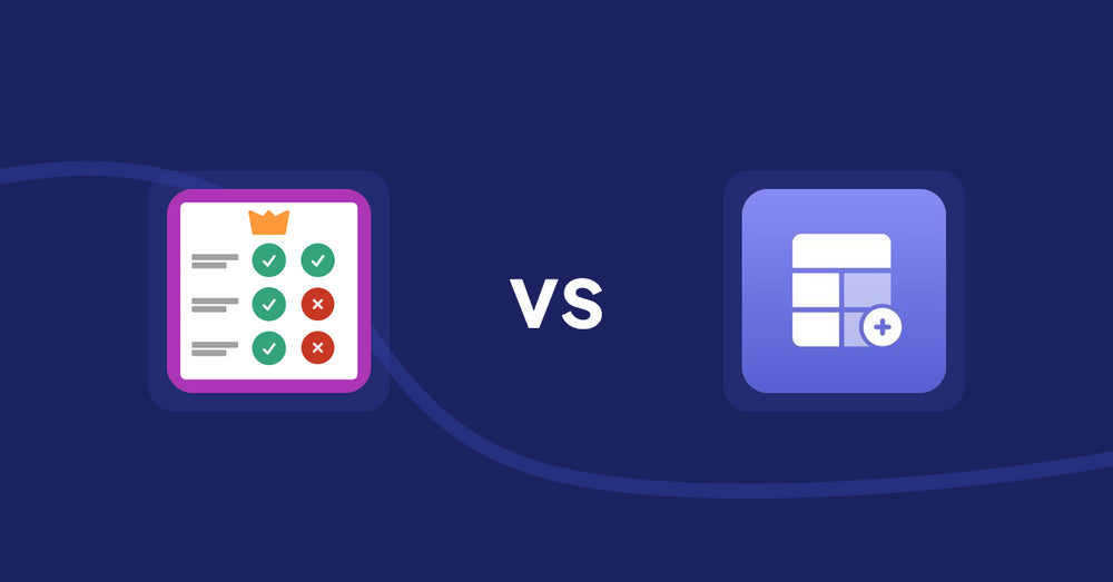 Shopify Product Display Apps: Pretty Comparison Tables vs Eazy Specification Tags Table