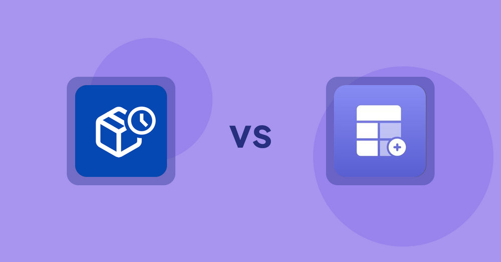 Shopify Product Display Apps: PreOrder Alpha vs Eazy Specification Tags Table