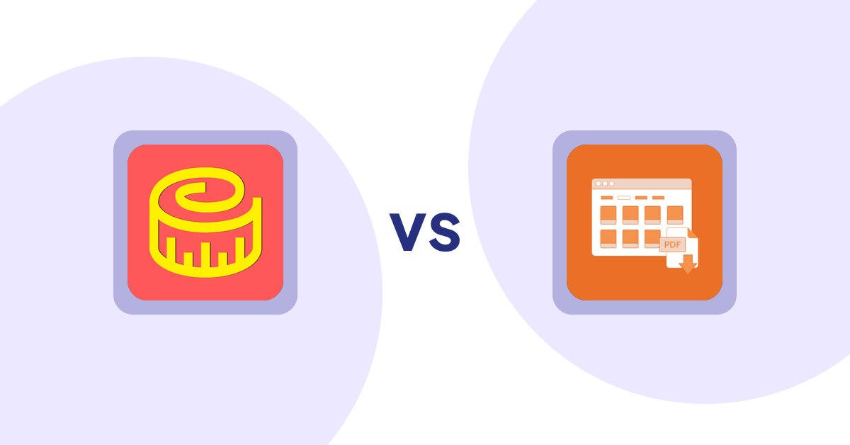Shopify Product Display Apps: Snake Size Chart & Size Guide vs Meetanshi PDF Product Catalog