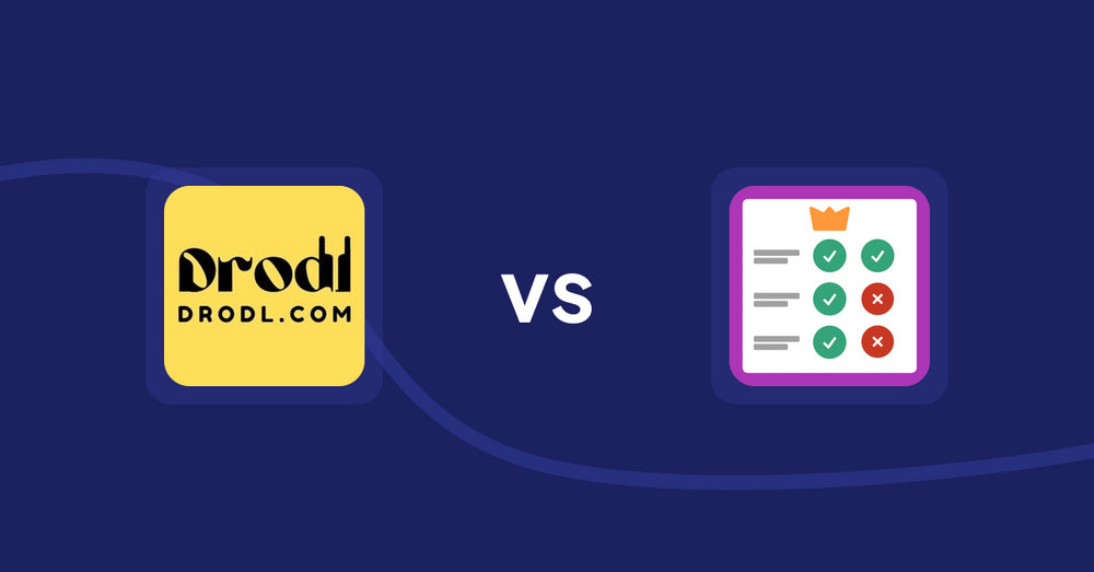 Shopify Product Display Apps: Drodl: Hide SoldOut Products vs Pretty Comparison Tables