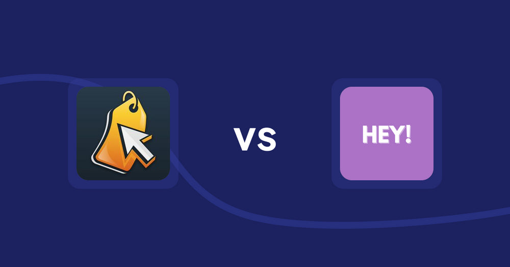 Shopify Product Display Apps: Iconic: Product Features vs Hey! Product Page Banner & Text