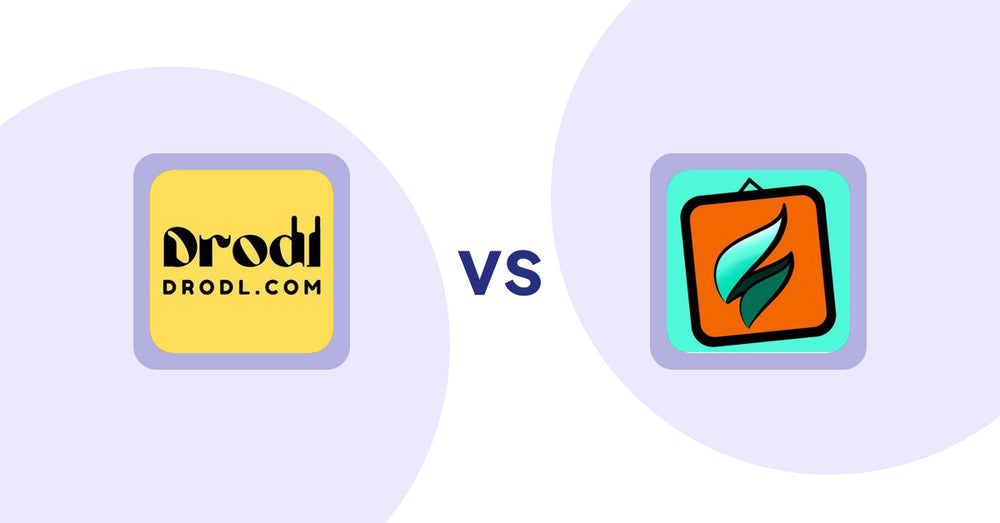 Shopify Product Display Apps: Drodl: Hide SoldOut Products vs. SMART ‑ Art Product Builder
