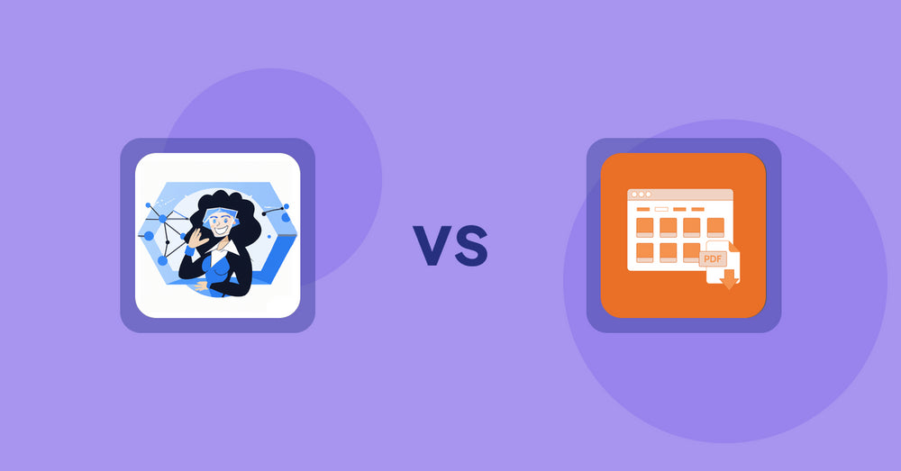Shopify Product Display Apps: Eva AI: Optimize Descriptions vs Meetanshi PDF Product Catalog